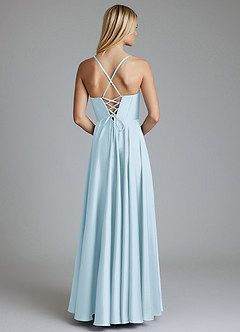 Azazie Alaia Suknie dla druhen Linia A Gorset Satyna elastyczna Do ziemi Sukienka image3