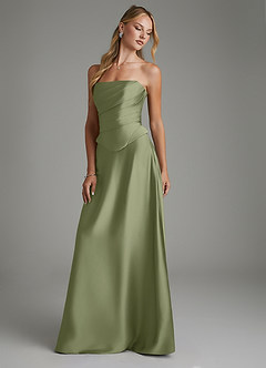 Azazie Amina Bridesmaid Dresses Garden Sage A-Line Corset Stretch Satin Dress image7