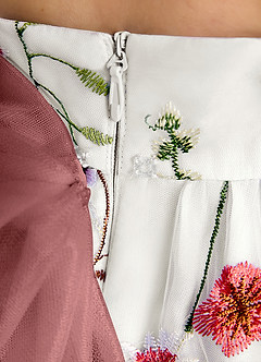 Azazie Peppa Flower Girl Dresses Ivory Amethyst A-Line Sweetheart Neckline Tulle Dress image7