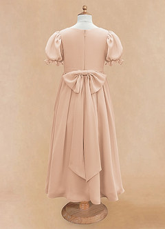 Azazie Joss Flower Girl Dresses English Rose A-Line with Sleeves Chiffon Dress image6