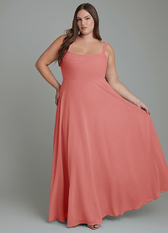 Azazie Shaude Bridesmaid Dresses Antique Rose A-Line Pleated Chiffon Dress image6
