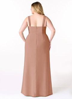 Azazie Denice Bridesmaid Dresses Champagne Rose Sheath Pleated Chiffon Dress image10