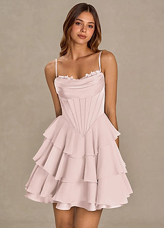 open lace back dress Pink Short Prom Dresses Stripe Print Cheap Plus Size Homecoming Dresses –  SheerGirl main image 1