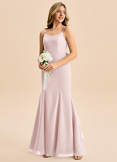 Azazie Lioren Junior Syrena Ukłon Szyfon Długość podłogi Młodsza druhna Sukienka image4