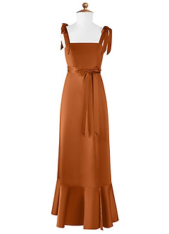 Azazie Barbara Junior Copper A-Line Bow Matte Satin Dress image6
