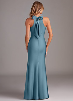 Azazie Doretta Brautjungfernkleider Meerjungfrau-Linie Plissee Stretch-Satin Kleid Bermudablau image2
