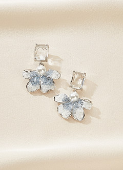 Something Blue Flower Drop Earrings