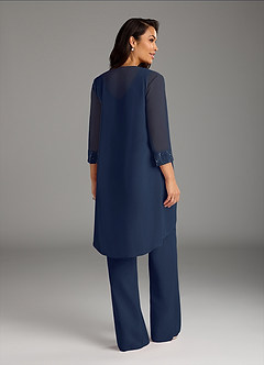 Azazie Maura Mother of the Bride Dresses Dark Navy Jumpsuit/Pantsuit Sequins Chiffon Dress image4