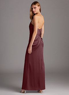 Azazie Lexie Bridesmaid Dresses Sangria Sheath Strapless Stretch Satin Convertible Dress image5