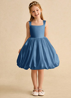 Azazie Nirvana Flower Girl Dresses Twilight Ball-Gown Ruched Matte Satin Dress image2