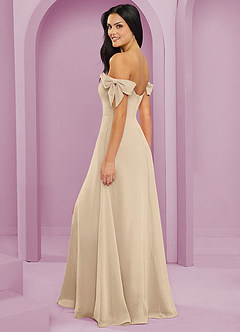 Barbie ♥ Azazie Robes de demoiselle d'honneur Robe Trapèze Convertible en Mousseline de soie Épaule décolletée Champagne image6