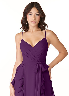 Azazie Peyton Bridesmaid Dresses Grape A-Line Ruched Chiffon Dress image6