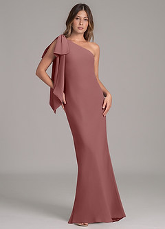 Azazie Capri Abiti da Damigella Abito A-Line in Chiffon Monospalla Rosa Del Deserto image1