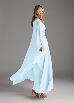 Azazie Drew Mère de la mariée Robes Robe Trapèze en Mousseline de soie Plissée Bleu Ciel image7