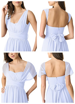 Azazie Olani Bridesmaid Dresses Lavender A-Line Off the Shoulder Chiffon Convertible Dress image9
