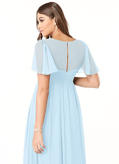 Azazie Verna Maternity Bridesmaid Dresses A-Line V-Neck Ruched Chiffon Floor-Length Dress image6