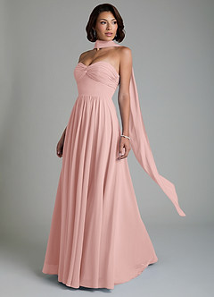 Azazie Petra Abiti da Damigella Abito A-Line in Chiffon Corsetto Rosa Cipria image8