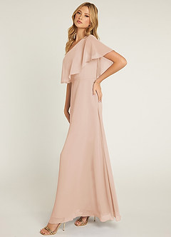 Azazie Lizzy Final Sale English Rose A-Line One Shoulder Chiffon Dress image7