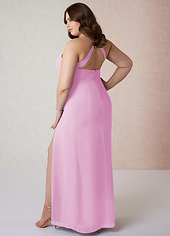 Azazie Manila Bridesmaid Dresses Candy Pink Sheath V-Neck Chiffon Dress image10
