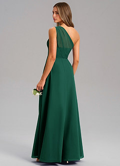 Azazie Phaedra Bridesmaid Dresses Emerald A-Line One Shoulder Chiffon Dress image7