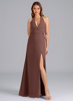 Azazie Odie Bridesmaid Dresses Espresso A-Line Chiffon Dress image4