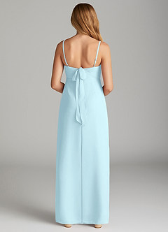 Azazie Mai Junior Cloud Blue Sheath Pleated Chiffon Dress image2