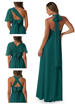 Azazie Fifi Bridesmaid Dresses Peacock A-Line Strapless Chiffon Convertible Dress image8