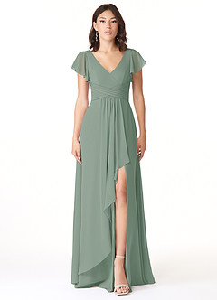 Azazie Omari Bridesmaid Dresses Silver Sage A-Line Chiffon Dress image1