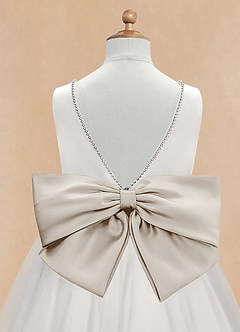 Azazie Seline Flower Girl Dresses Ivory Frost A-Line Bow Tulle Dress image9