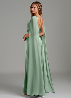 Azazie Niveah Robes de demoiselle d'honneur Robe Trapèze Convertible en Satin extensible Sans bretelles Agave image6
