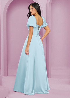 Barbie ♥ Azazie Bridesmaid Dresses Sky Blue A-Line Ruched Stretch Satin Dress image2