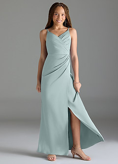 Azazie Maci Junior Klä av Sjöjungfru i Stretch Satin Plisserad image3