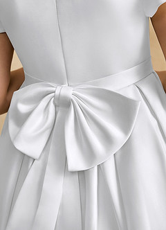 Azazie Pearl Jurken voor bloemenmeisjes Baljurk Jurk van Mat Satijn Geplooid Wit image8