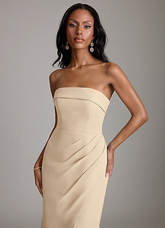 Azazie Aretha 신부 들러리 드레스 A라인 스트랩리스 쉬폰 바닥 길이 드레스 image7