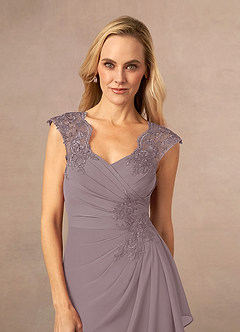 Azazie Gladys Mother of the Bride Dresses Dusk A-Line Queen Anne Lace Chiffon Dress image5