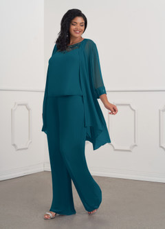Azazie Maura vestidos de madre de la novia Vestido de Azul Tinta de Gasa de Mono/Traje de pantalón con Lentejuela image8