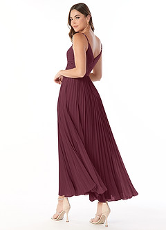 Azazie Raychelle Bridesmaid Dresses Cabernet A-Line V-Neck Chiffon Dress image4