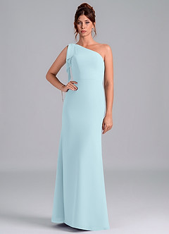 Azazie Rinna Bridesmaid Dresses Cloud Blue Mermaid One Shoulder Chiffon Dress image1