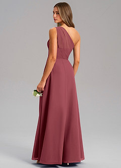 Azazie Phaedra Bridesmaid Dresses Merlot A-Line One Shoulder Chiffon Dress image7