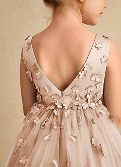Azazie Lana Flower Girl Dresses English Rose A-Line Sleeveless Matte Satin Dress image7