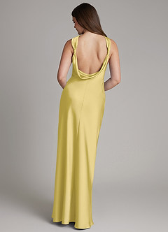 Azazie Dimitra Robes de demoiselle d'honneur Robe Trapèze en Satin extensible Plissé Canari image7