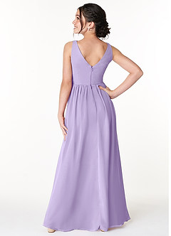 Azazie Sawyer Junior Lilac A-Line Pleated Chiffon Dress image2