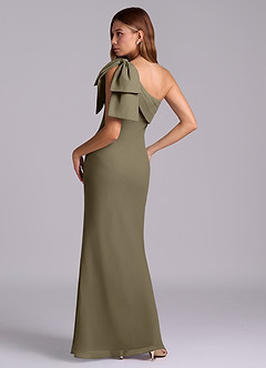 Azazie Yuanna Bridesmaid Dresses Willow Green Mermaid One Shoulder Chiffon Dress image6
