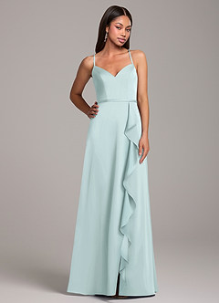 Azazie Naeem Robes de demoiselle d'honneur Robe Trapèze en Satin extensible Verre De Mer image5