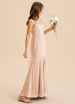 Azazie Evey Junior Abito Sirena in Chiffon Plissettato Rosa Inglese image5