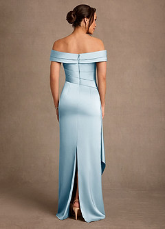 Azazie Beah 신부의 어머니 드레스 쉬스 오프 더 숄더 스트레치 새틴 플로어 길이 드레스 image3