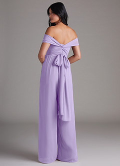Azazie Lamara Bridesmaid Dresses Lilac Off the Shoulder Chiffon Convertible Jumpsuit image5