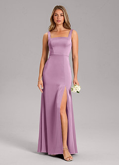 Azazie Frostine Bridesmaid Dresses Wisteria A-Line Bow Stretch Satin Dress image3