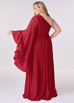 Barbie ♥ Azazie Bridesmaid Dresses Scarlet A-Line Long Sleeve Chiffon Dress image8