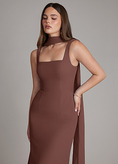 Azazie Katya Jurken voor bruidsmeisjes Converteerbaar Jurk van Chiffon met Zeemeermin Vierkante halslijn Espresso image2